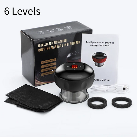 Electric Vacuum Cupping Massage Device 6 Levels Black