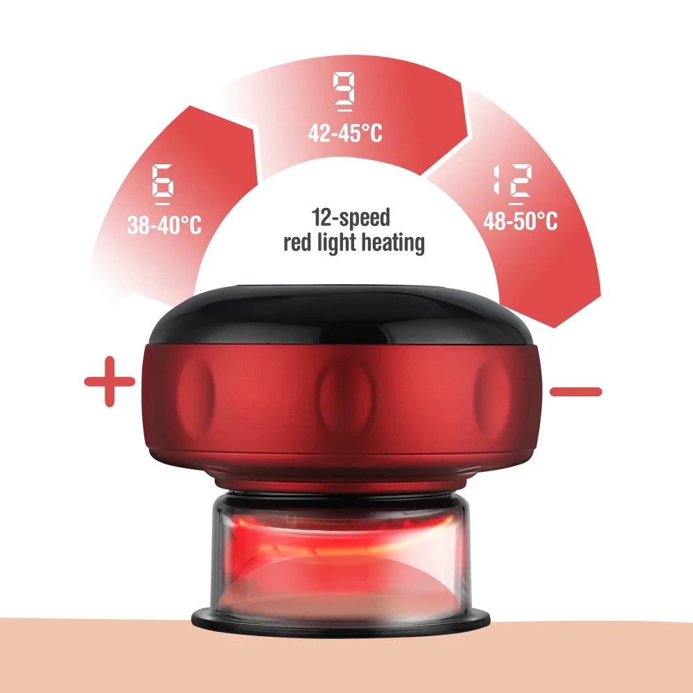 Electric Vacuum Cupping Massage Device 12 Levels Red