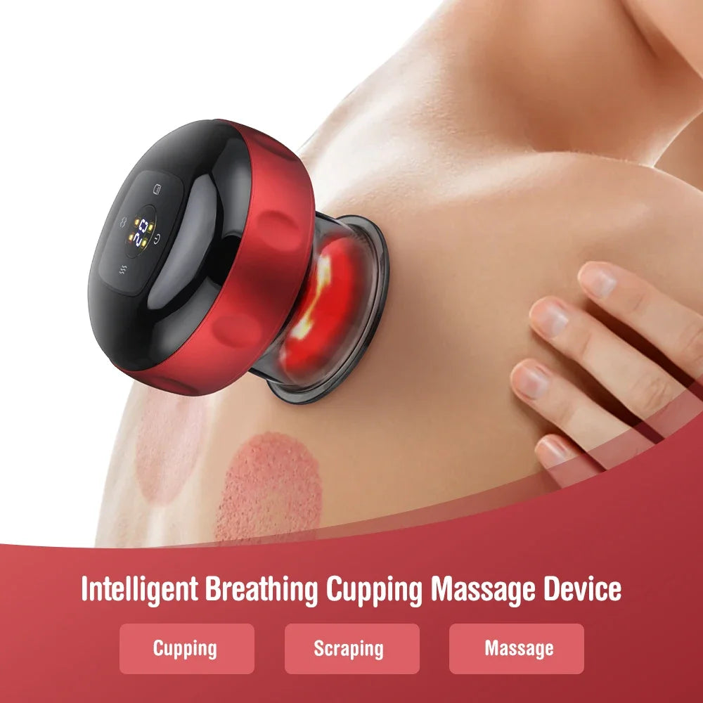 Electric Vacuum Cupping Massage Device 6 Levels Red